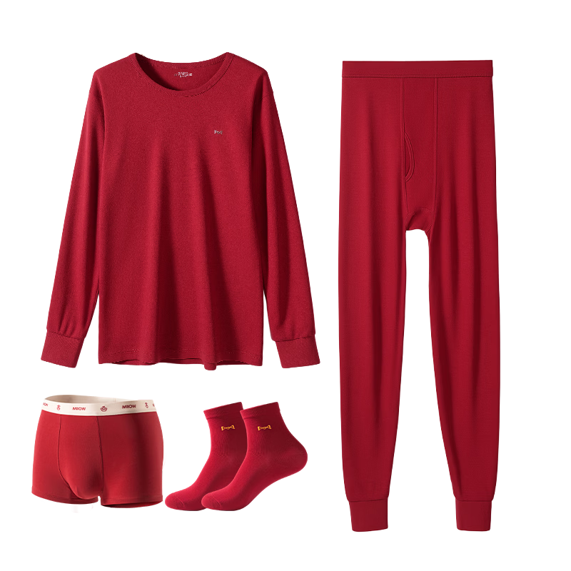 MiiOW Women's Red Thermal Underwear Set - Year of Birth Edition, Including Underwear, Socks, Autumn Top and Bottom Thermal Clothing