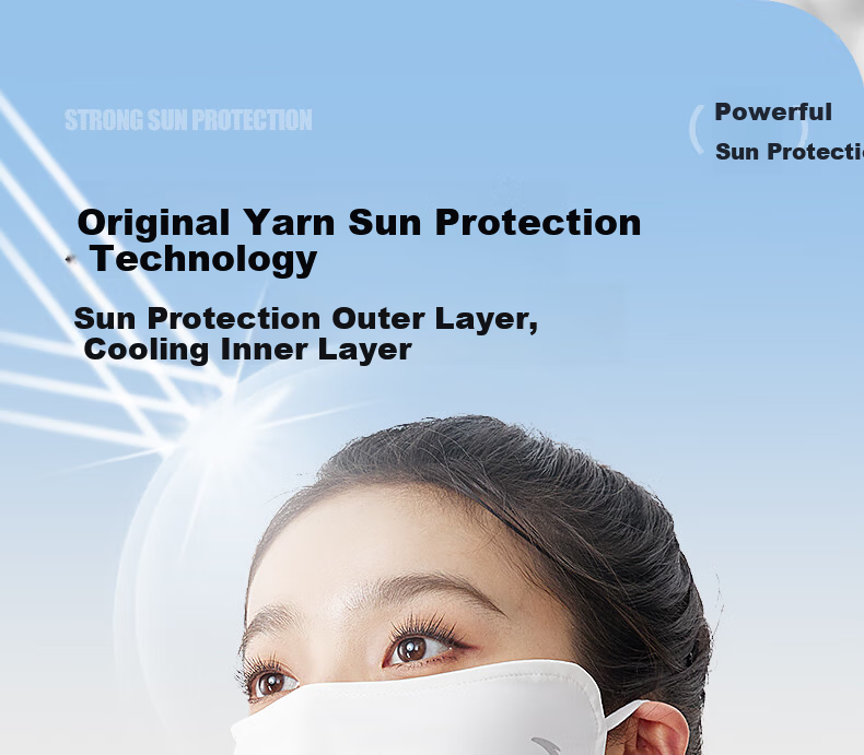 ANTA Full Face Sunscreen Mask Ice Silk Breathable Blush Face Cover Eye Protection Lightweight Skin-Friendly UV Protection Mask Pink 3