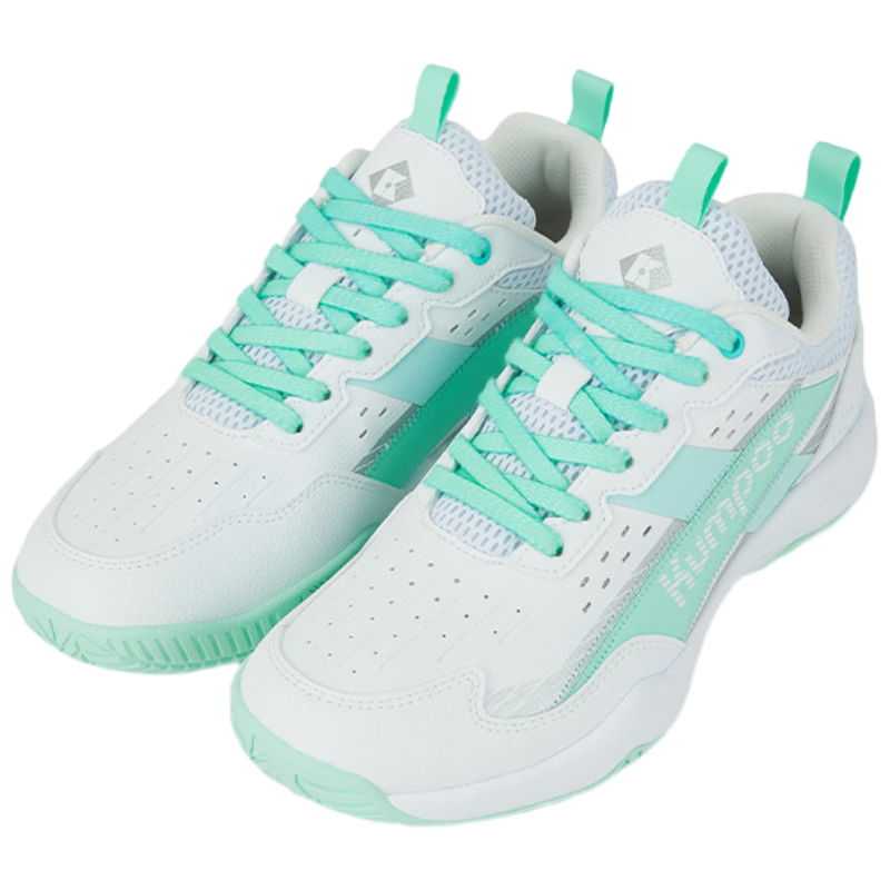 KUMPOO 26th Anniversary New Badminton Shoes Unisex Durable Non-Slip Shock Absorption KH-E316 White/Green/Blue Size 36