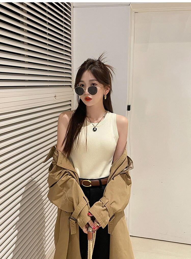 YUZHAOLIN White Knitted Crew Neck Sleeveless Vest Women's Innerwear 2026 Spring Summer New High-Quality Sleeveless Outerwear Top 14