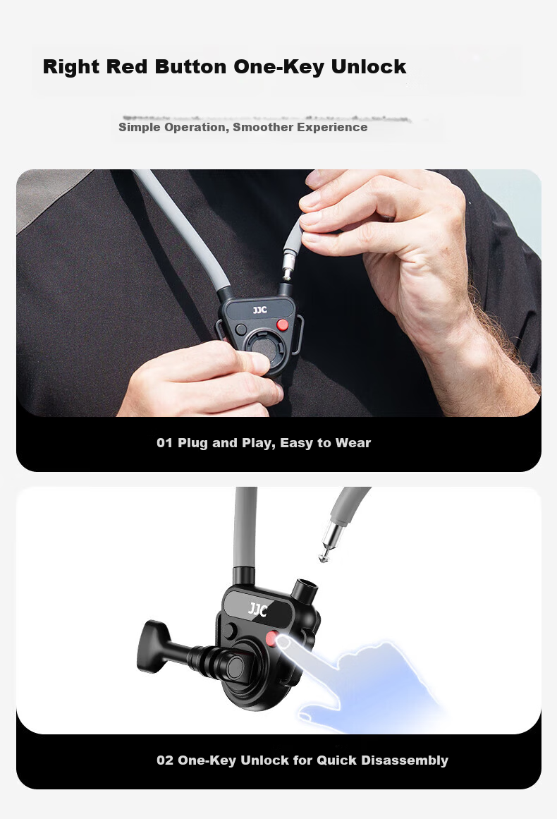 JJC Neck Strap Mount for DJI Action4/5 Pro Osmo 360 Sports Camera GoPro Insta360 Accessories Magnetic First-Person View Mobile Phone Mount 10