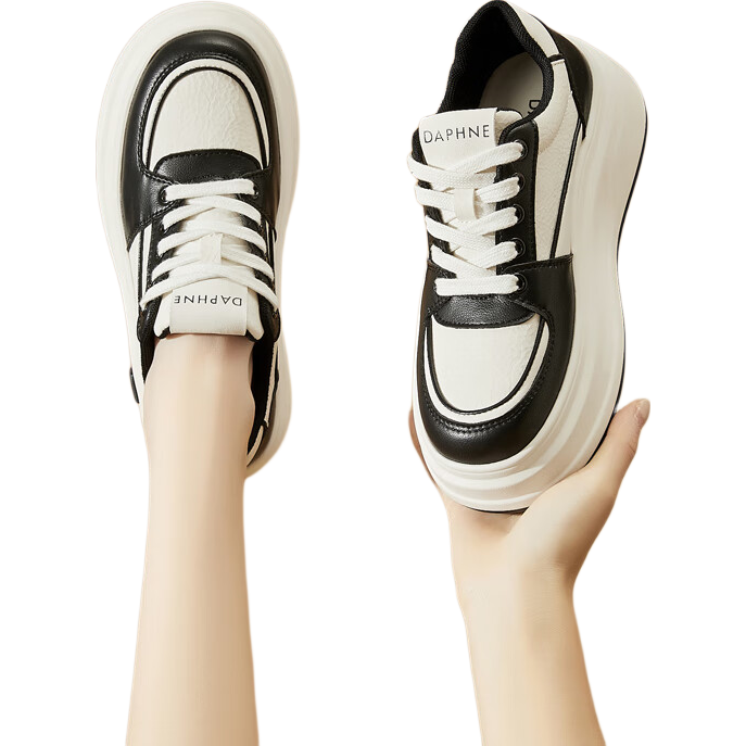 DAPHNE White Sneakers for Women, 2025 New Casual Shoes, Versatile Sports White Canvas Shoes for Women, Black, Size 36