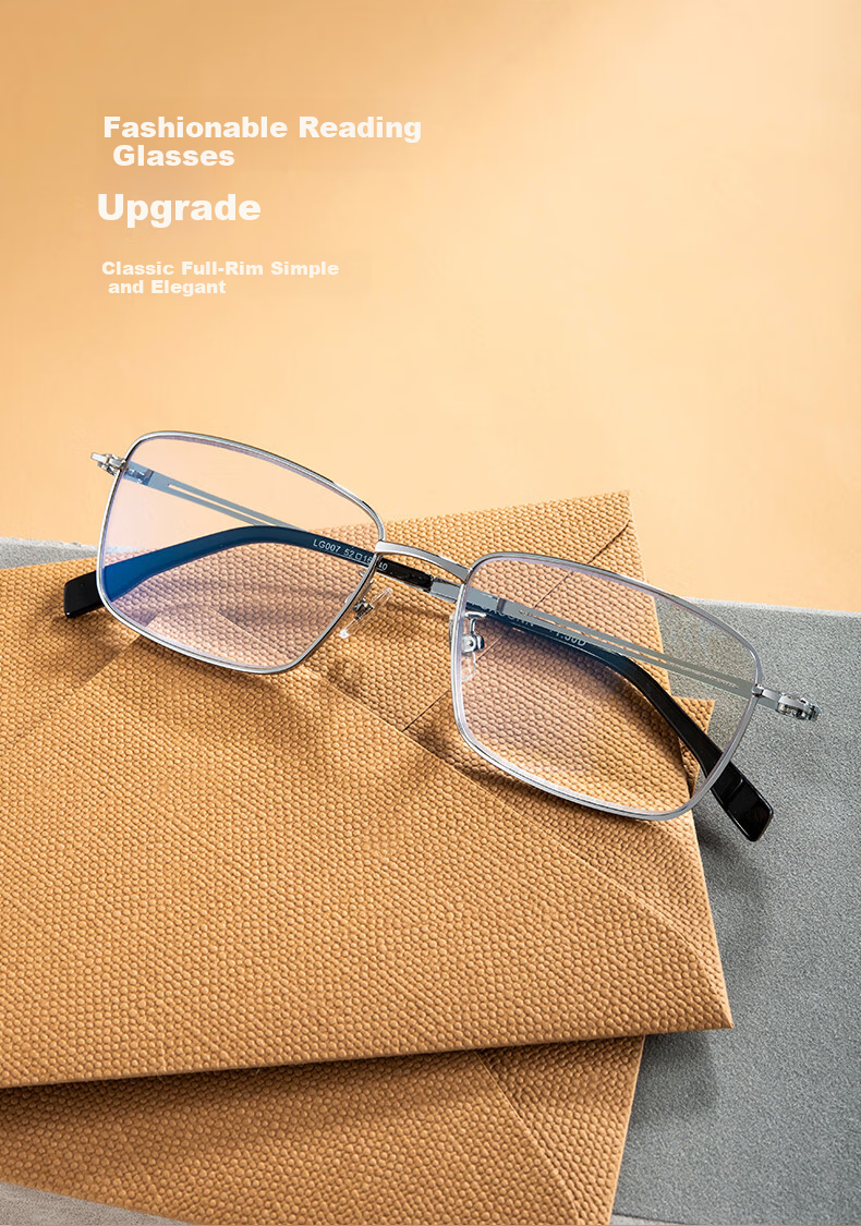 Fushikang Reading Glasses for Men, High-Definition Anti-Blue Light Business Fashion Imported High-Quality Presbyopic Glasses LG007 +200 2