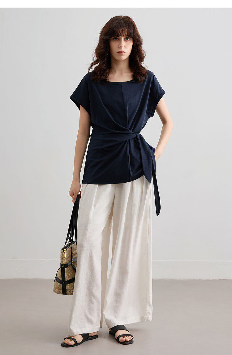 Demana [with Linen Lyocell] Summer Simple Commuter Draped Wide-Leg Pants Loose Slim Fit Versatile Women's Casual Trousers 19