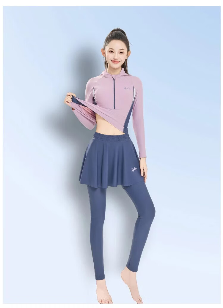 Barbie Long Sleeve Long Pants Conservative Two-Piece Slimming Tummy Control Beach Surfing Training Diving Suit for Women 9