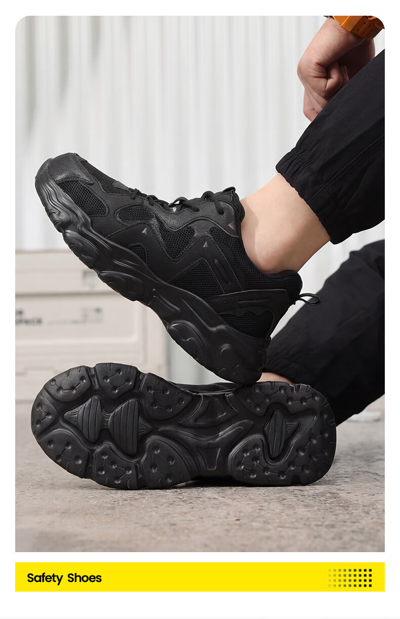 Junbu Safety Shoes Unisex Anti-Smash Anti-Puncture Steel Toe Ultra-Light Breathable Comfortable Work Shoes 6009 Size 41 12