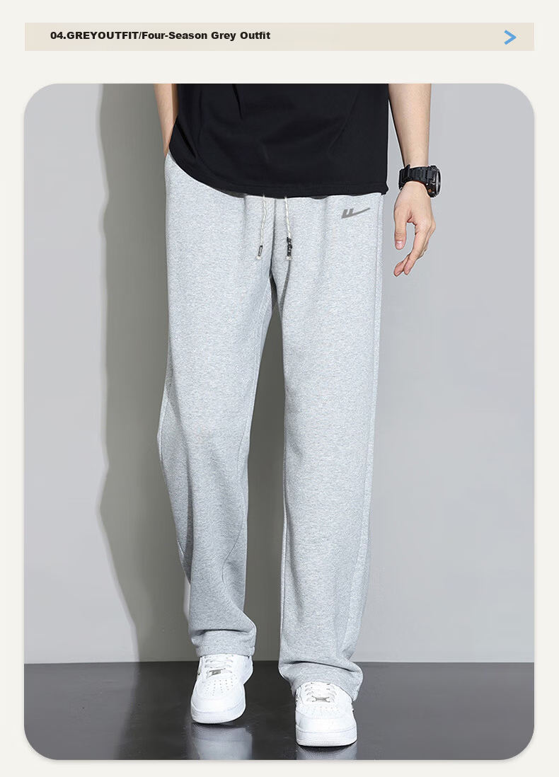 Warrior Casual Pants for Men, Straight-Leg Wide-Leg Trousers, Sports Sweatpants for Men, Versatile Long Pants, Black, Size M 19