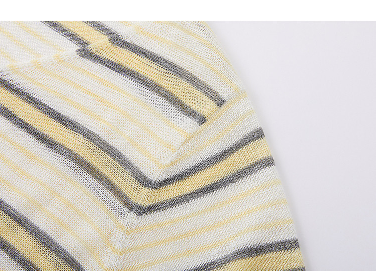 Demana [with Lyocell] Summer Lightweight V-Neck Striped Color-Block Short Sleeve Slim Fit Petite Knit Top for Women Premium Quality 16