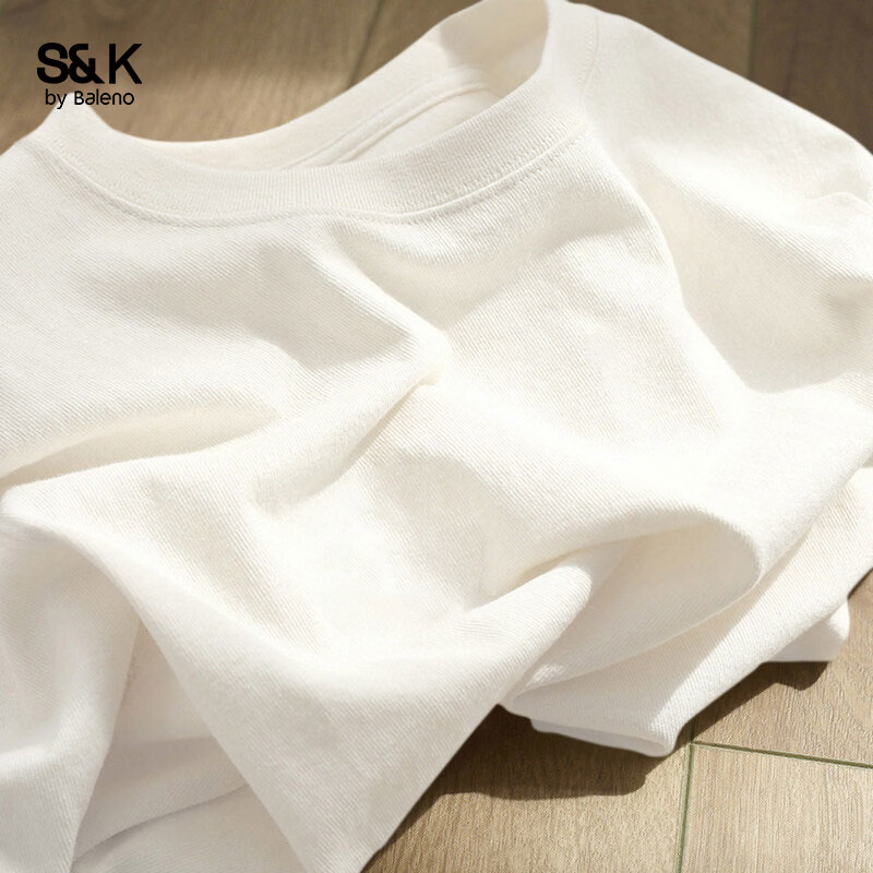 Baleno S&K Men's Short Sleeve T-Shirt Summer Pure Cotton Crew Neck Solid Color Basic Casual Half Sleeve Top for Couples