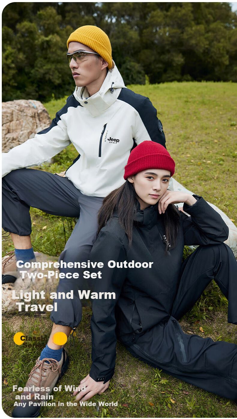 JEEP SPIRIT Men's Autumn Winter 3-in-1 Fleece-Lined Windproof Jacket Couple Mountaineering Coat Dark Gray 2XL 1