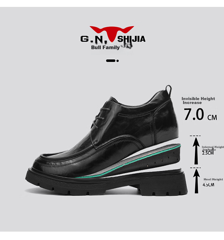 Bull Family Men's British Style Business Formal Leather Shoes Soft Sole Versatile Derby Shoes Commuting Wedding Groom Shoes 15