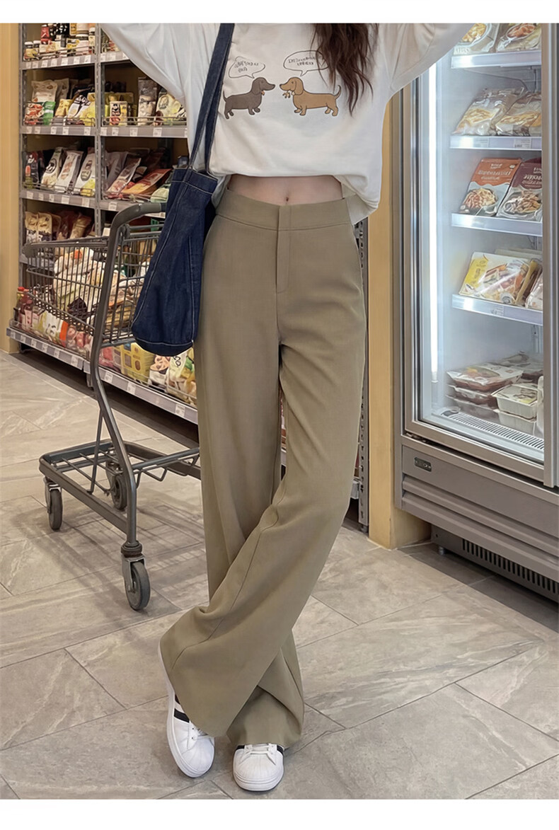 Langsha Women's Suit Pants 2026 Spring Autumn New High-End Commuter Casual High-Waist Straight Slimming Vintage Wide-Leg Pants 11