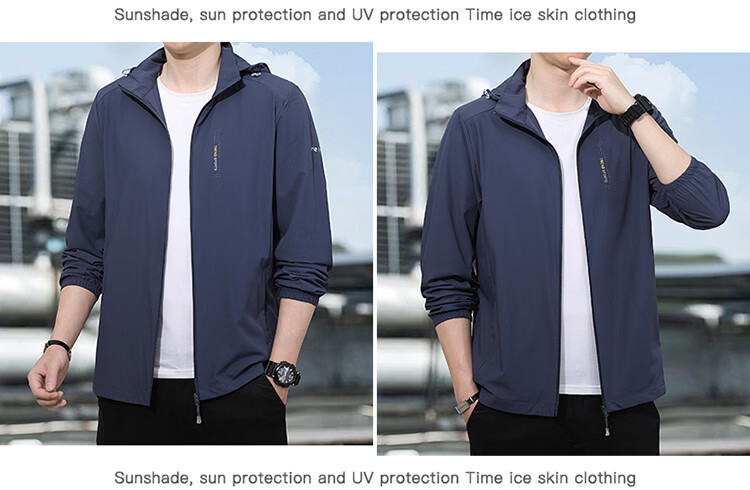 ROMON Men's Sunscreen Jacket Summer Ice Silk Quick-Dry Lightweight Breathable Casual Outdoor Fishing Coat Dark Gray M 8856 17