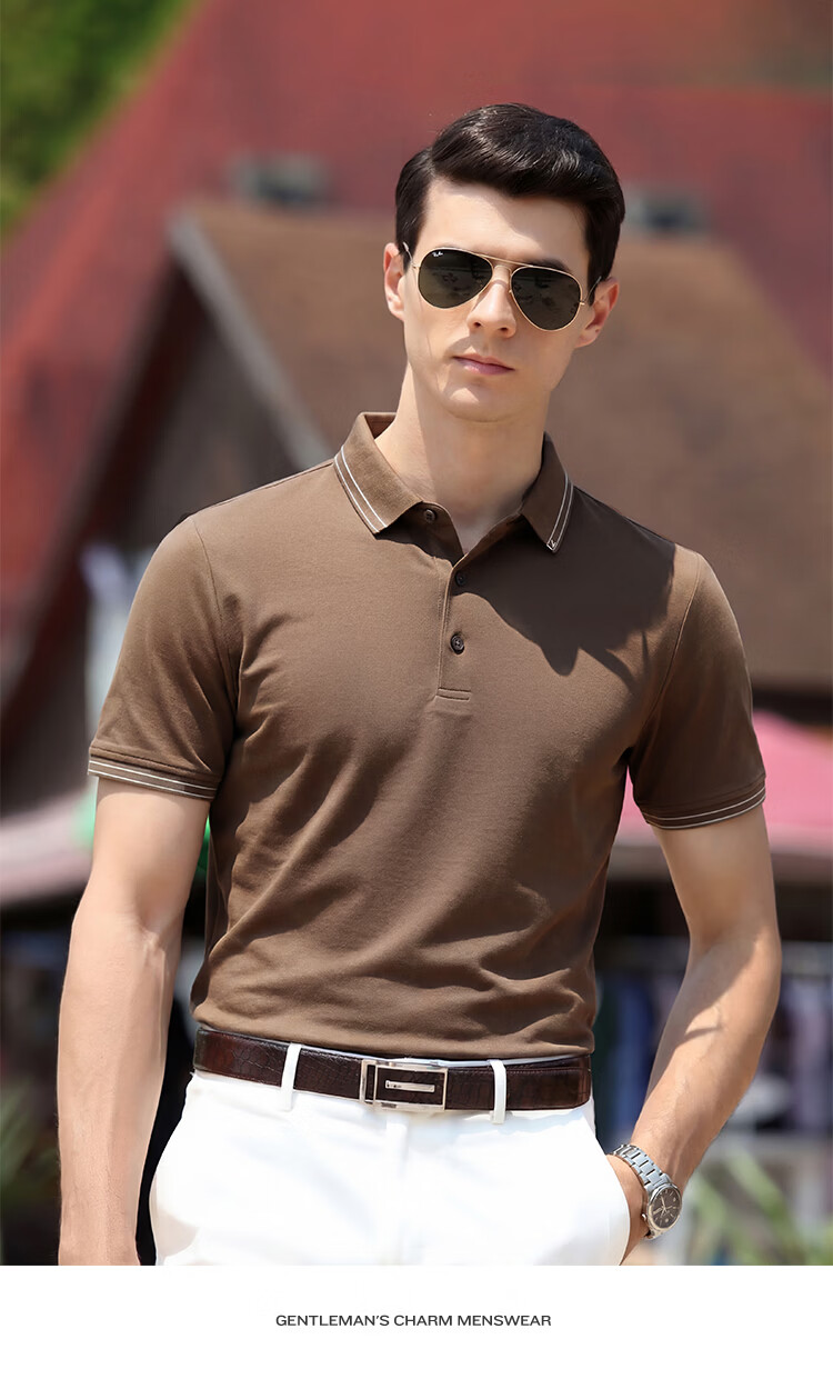 Andongniao [Mulberry Silk & Breathable Cotton] Luxury Business Summer Solid Color Short-Sleeve Polo Shirt, Men's Classic Versatile Collared T-Shirt 6