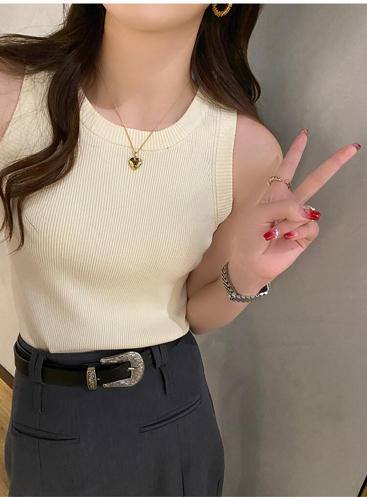 YUZHAOLIN White Knitted Crew Neck Sleeveless Vest Women's Innerwear 2026 Spring Summer New High-Quality Sleeveless Outerwear Top 13