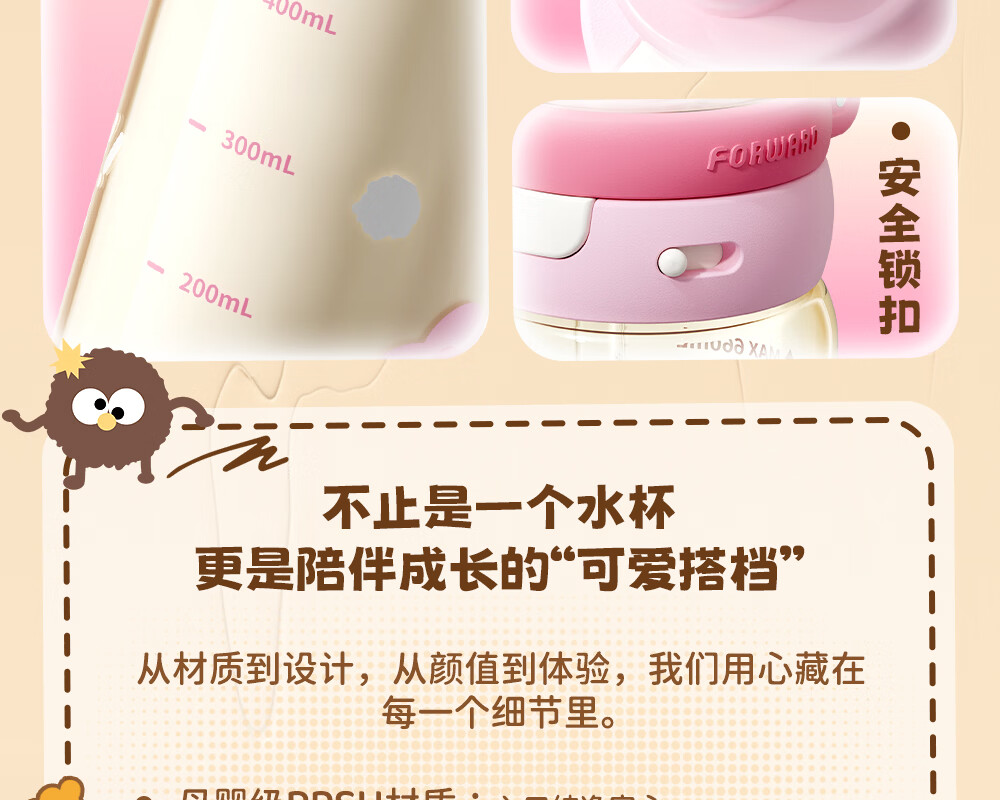 Fuguang Children's Student Plastic Water Bottle PPSU Portable Summer Sports Large Capacity Cup for Pregnant Women and Infants 4