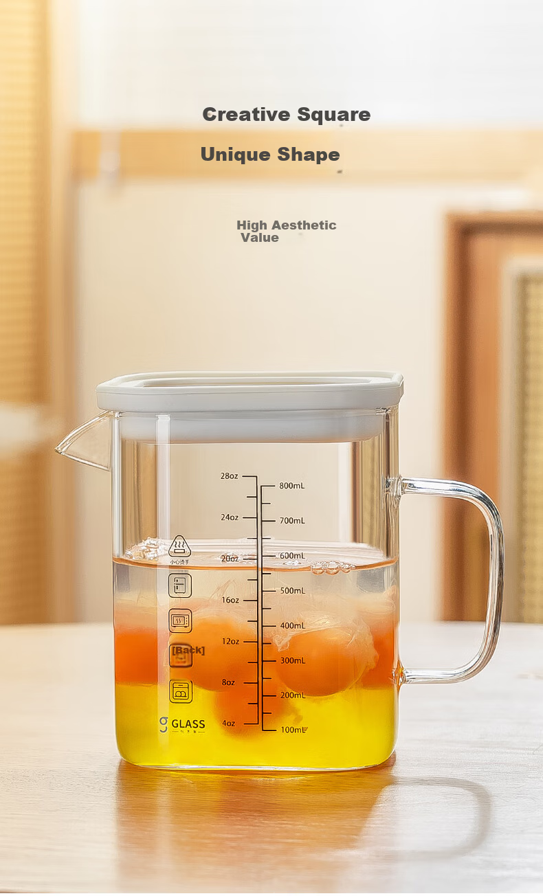 CRISTALGLASS High Borosilicate Glass Measuring Cup Heat-Resistant Transparent Milk Beating Cup Household Baking Measuring Cup with Lid 4