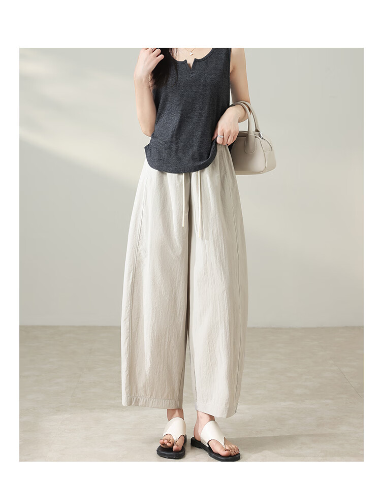 Free Style Wide Leg Pants Women Summer Thin 9/10 Lantern Pants 2026 New High Waist Slim Loose Lazy Curved Casual Pants 22