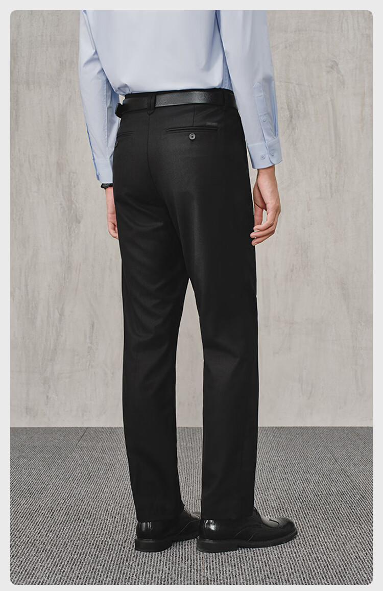 JD Jingzao Cool Wool Tencel Men's Casual Pants Summer Wrinkle-Free Straight Business New Black 34 11