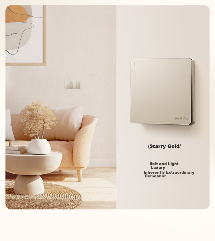 BULL G12 Series One-Gang Three-Way Switch 86-Type Panel G12K134 Cream Space Silver 9