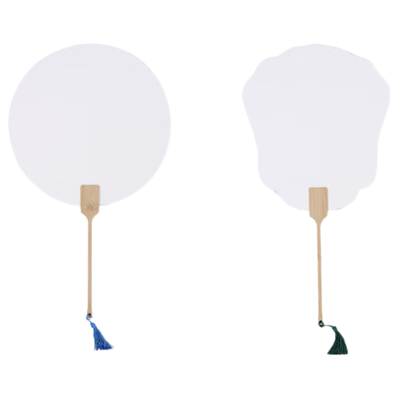 Shengshitaibao Fan, Xuan Paper Hand-Painted Fan, Thickened Double-Sided Round Fan, Blank Fan, Chinese-Style Craft Fan, Set of 2