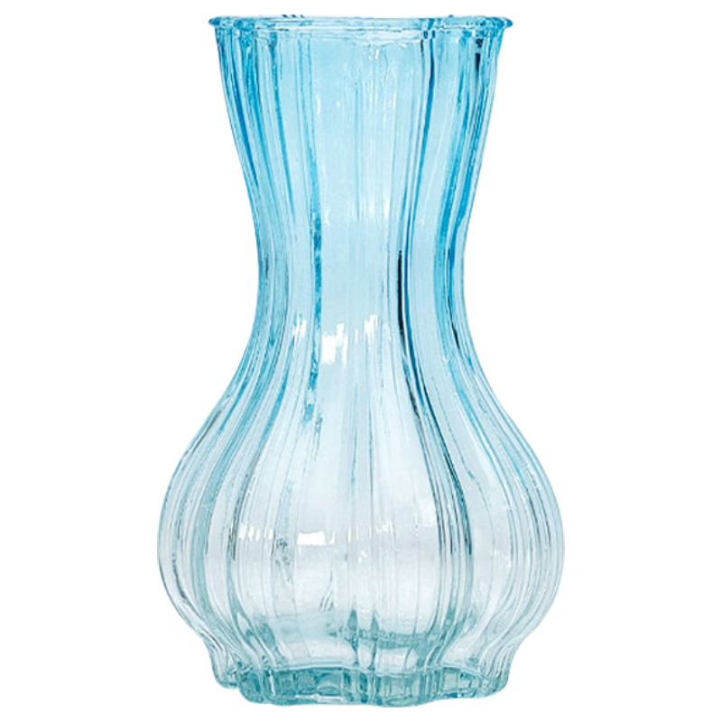 Shengshi Taibao Glass Vase Transparent Plant Flower Vase Hydroponic Living Room Decoration Color Gradient Blue Garlic Head