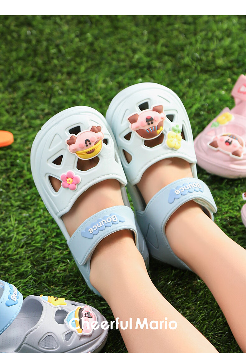Cheerful Mario Baby Boys Summer Closed-Toe Sandals 2026 New Hollow Shoes Kids Non-Slip Soft Sole Girls Beach Shoes 34