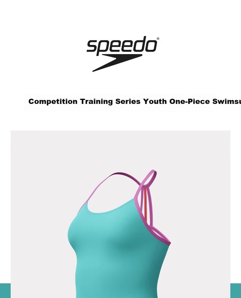 Speedo Kids Competitive Training Series Flexible Shoulder Strap Youth Printed One-Piece Swimsuit Girls Blue/Purple Age 7-8 1