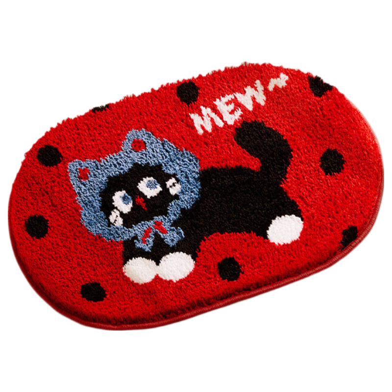 Yinshang Bathroom Mat, Toilet Entrance Non-Slip Flocked Carpet, Cute Panda Design, Quick-Drying Plush Foot Mat for Bathroom