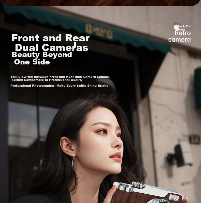 Black Cat Diary DK14 Digital Camera Y01 Instant Camera CCD Handheld Portable Photography Recorder HD Beauty Selfie Anti-Shake Vlog Student Kids Pink 12