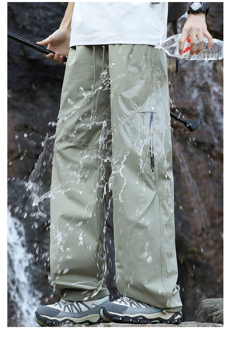 SWAMP AREA Outdoor Water-Repellent Quick-Dry Hiking Pants Men Spring Summer Lightweight Loose Straight Casual Sports Pants KS360 Black M 14