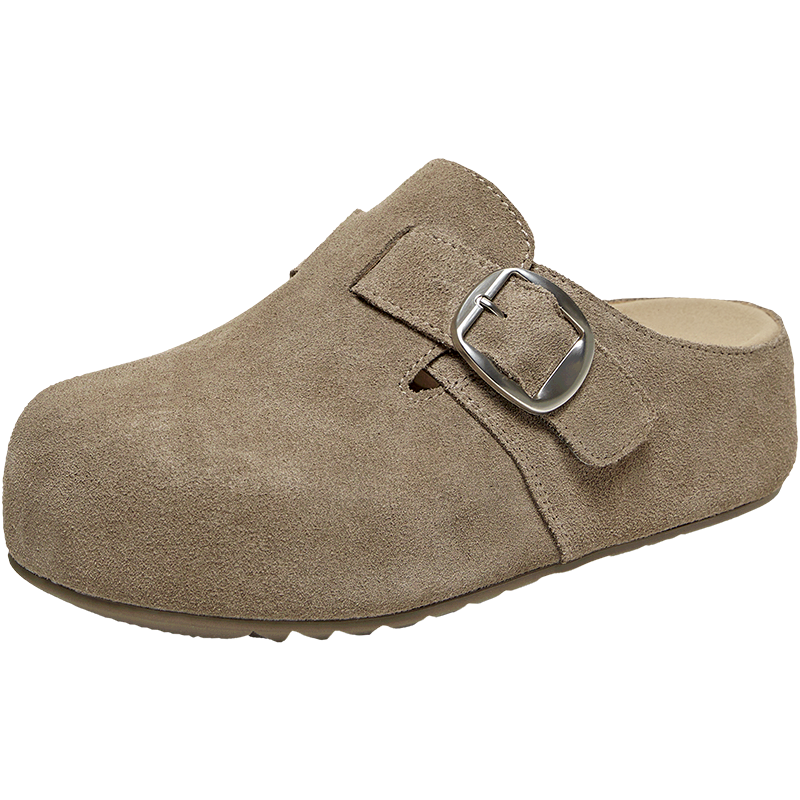 Basto Pistachio 2026 New Casual Closed-Toe Slip-On Thick-Soled Birkenstock Sandals, Women's Outdoor Slippers, Gray Thick Sole, Size 36