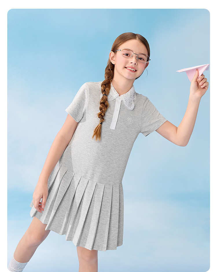 Balabala Girls Dress Children's Dress 2026 Summer Big Kids Academy A-line POLO Dress Sweet 22