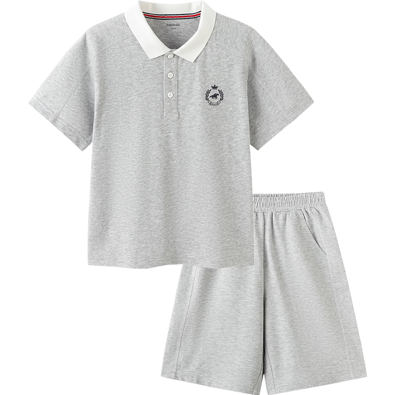Balabala Kids Short Sleeve Set Girls Boys Big Kids Two-Piece 2026 Spring Summer Quick-Dry Cool Touch Trend