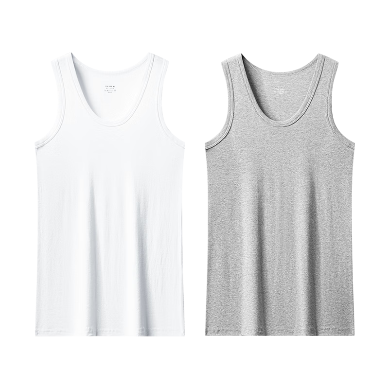 Dushiliren [2-Pack] Men's Tank Top, Pure Cotton Undershirt, Summer Thin Style, 100% Cotton, Sleeveless Sports Vest, 10A Antibacterial