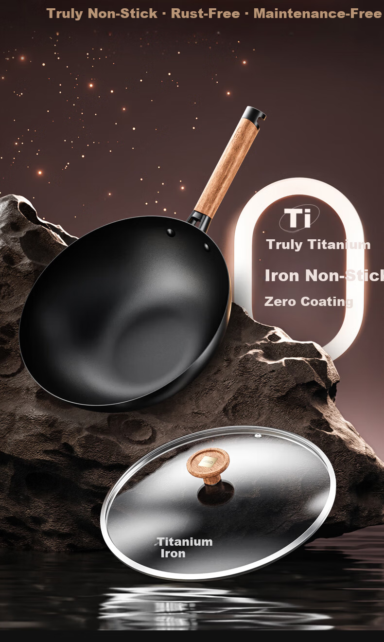 ASD Titanium Non-Stick Iron Wok 30cm Induction Cooker Compatible CF30T8Q 4