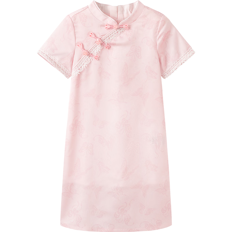 Balabala Girls Dress Children's Dress 2026 Summer New Chinese Style Qipao Dress National Style Printed Exquisite Sweet