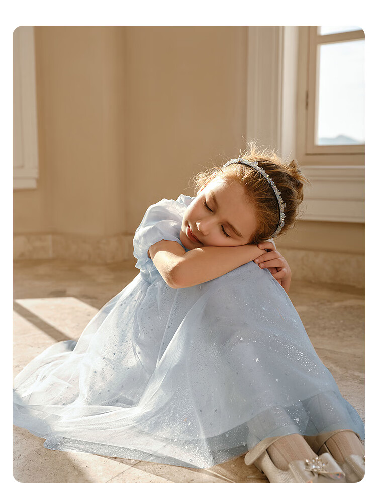 Balabala Girls' Dress Children's Dress Big Kids 2026 Summer Baby Mesh Dress Puff Sleeve Party Princess Dress 17