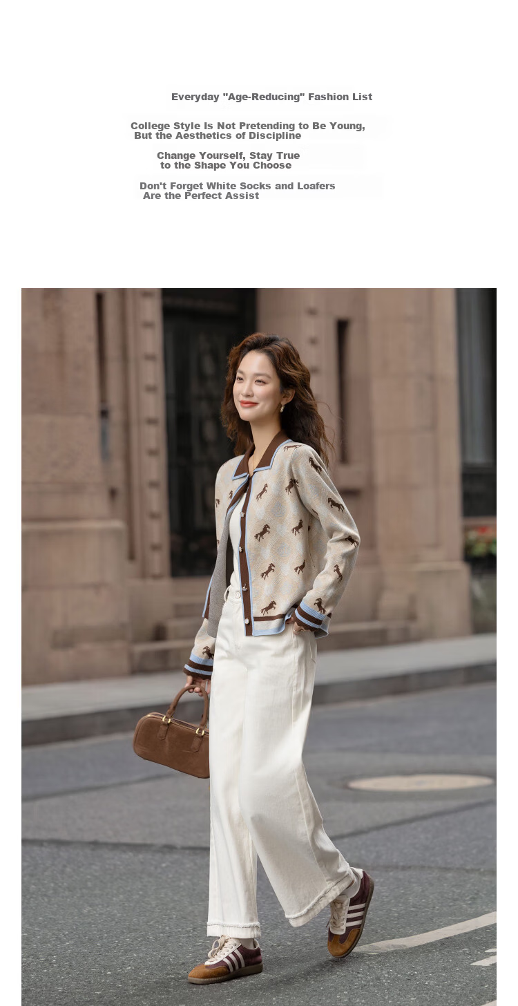 Demana【Wool/Silk Blend】Spring Smart Colorblock Jacquard Slim Knit Cardigan for Women Premium 3