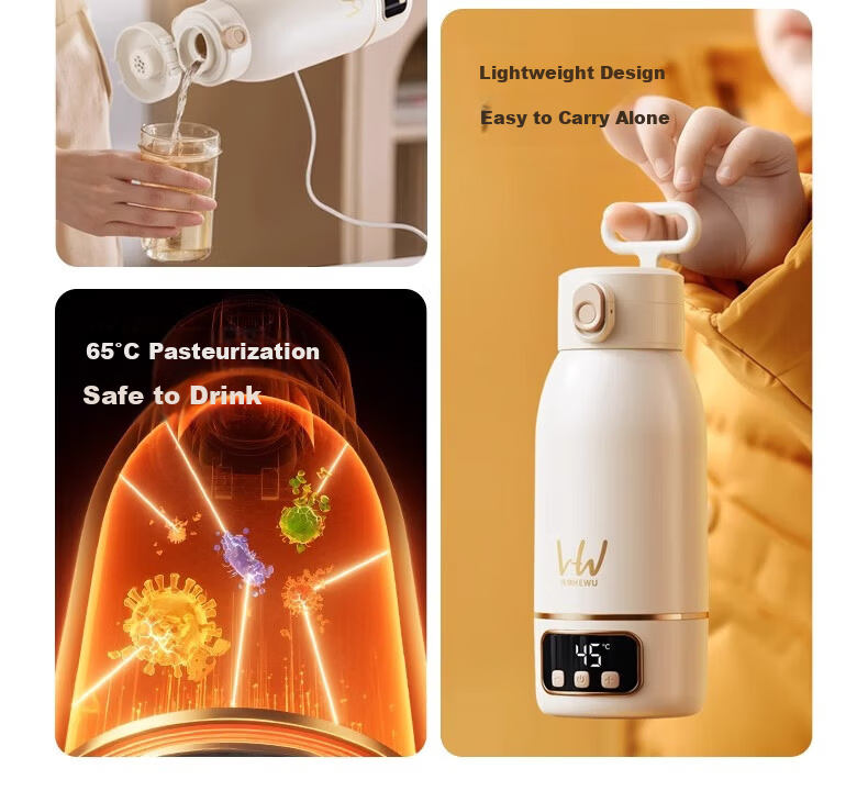 HeWu Wireless Portable Thermostatic Cup Thermostatic Kettle Baby Travel Milk Frother Water Boiling Cup Milk Warmer Fast Charging Set 14