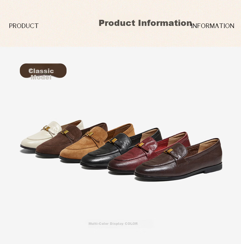Basto [Jazz Vinyl] 26 Spring British Ultra-Soft Lambskin Loafers Women Single Shoes UXS01AA6 Off-White 38 23