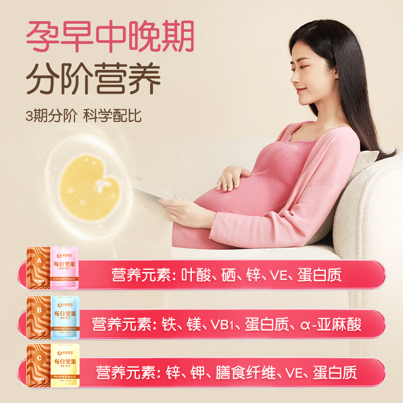 孕味食足每日坚果B款750g/30袋孕妇可吃零食营养孕期休闲干果炒货礼盒送礼