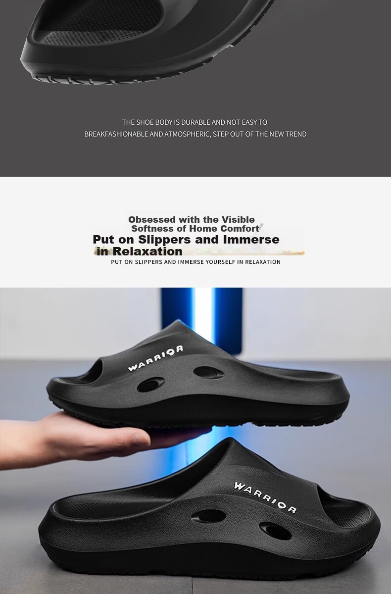 Huili Sports Slippers for Men, Summer Outdoor Wear, Non-Slip Beach Sandals, EVA Bathroom Shower Slide Sandals, Gray, Size 40-41 2