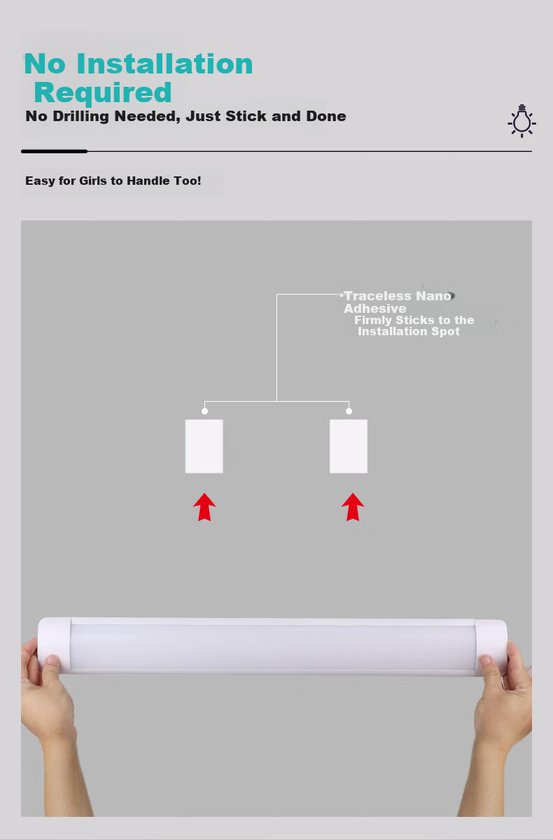 Zuoji Direct Plug-in LED Purification Tube Super Bright Energy-saving Bracket Light Docking Type for Engineering Commercial Factory Warehouse 1.2m 40W White Light with 1.8m Power Cord 2
