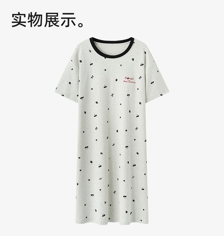 Ordifen 100% Cotton Wireless Bra Nightdress for Women, Pure Cotton Summer Short Sleeve with Chest Pad, Loose Fit, Suitable for Outdoor Wear Homewear 5