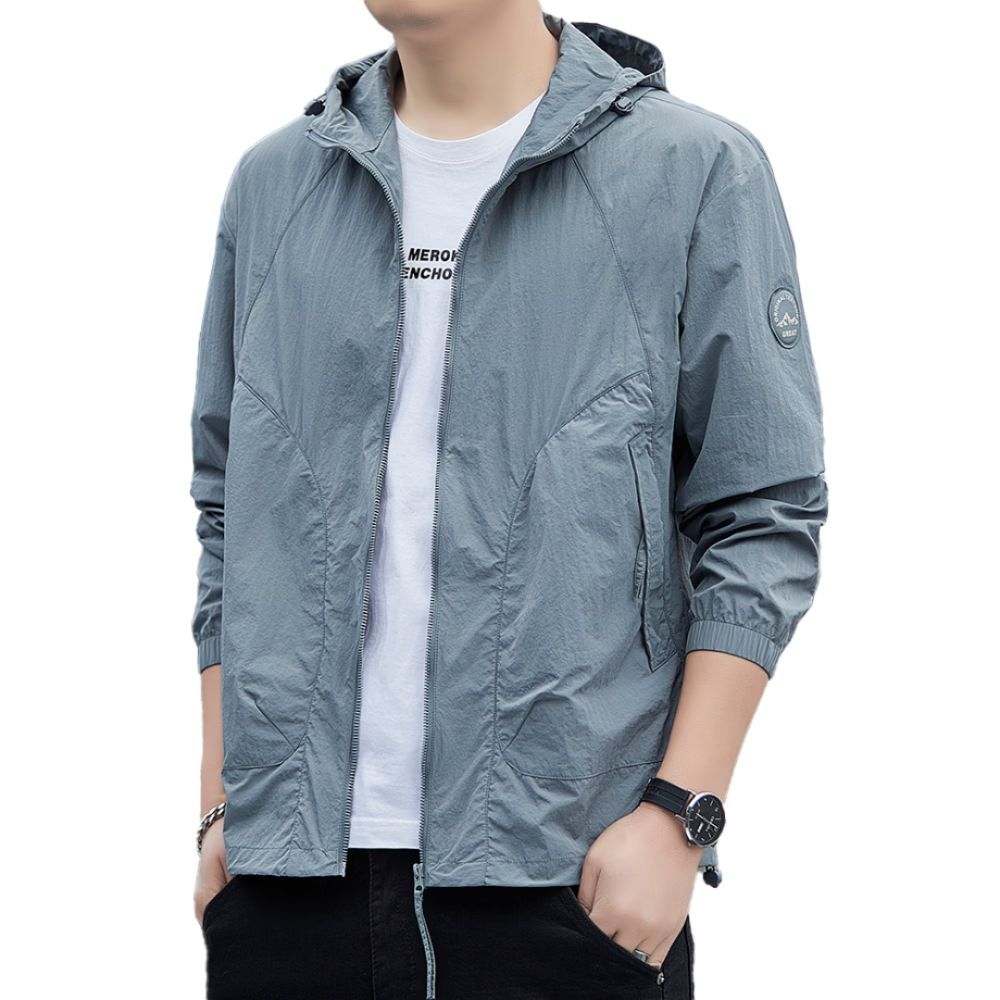 ROMON Men's Summer Ice Silk Sunscreen Jacket Outdoor Breathable Fishing Coat Dark Gray XL 2681