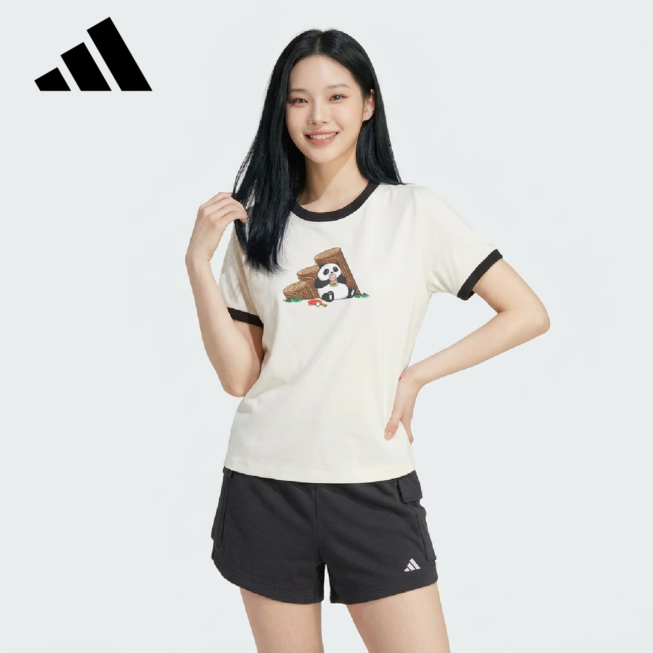 Adidas Women's Sports Style Series PANDA T Short Sleeve T-Shirt KB7214 White XXS 2