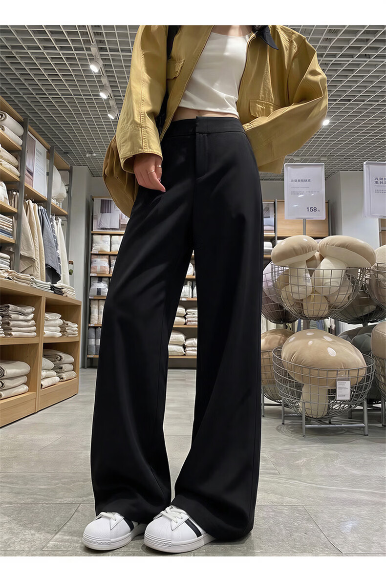 Langsha Women's Suit Pants 2026 Spring Autumn New High-End Commuter Casual High-Waist Straight Slimming Vintage Wide-Leg Pants 14
