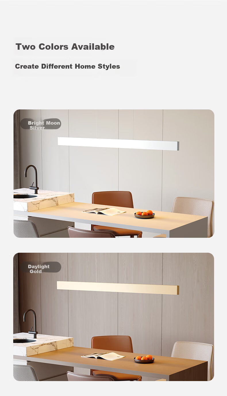 Lipro Eye-Care Restaurant Linear Pendant Light Modern Minimalist Smart Straight Bar Pendant Light Moonlight Silver 8
