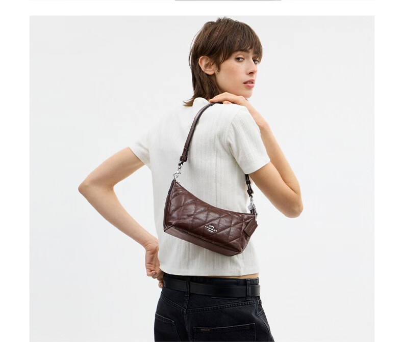 COACH Women's CAITLIN Quilted Detail Shoulder Crossbody Bag Black CDZ88 3